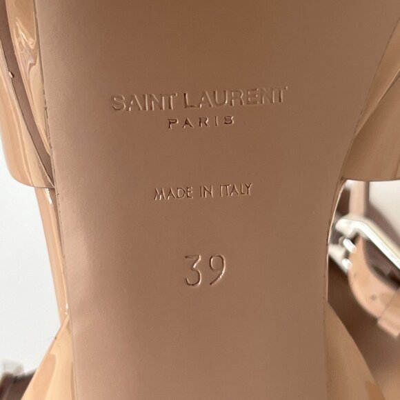 Yves Saint Laurent Tribute Beige Heels Leather Platform Sandals Women Sz 39 US9 - Picture 8 of 11